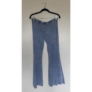 Chatoyant Bell Bottom Pants Size S Blue Stretch Style C-30190 Mineral Wash Boho